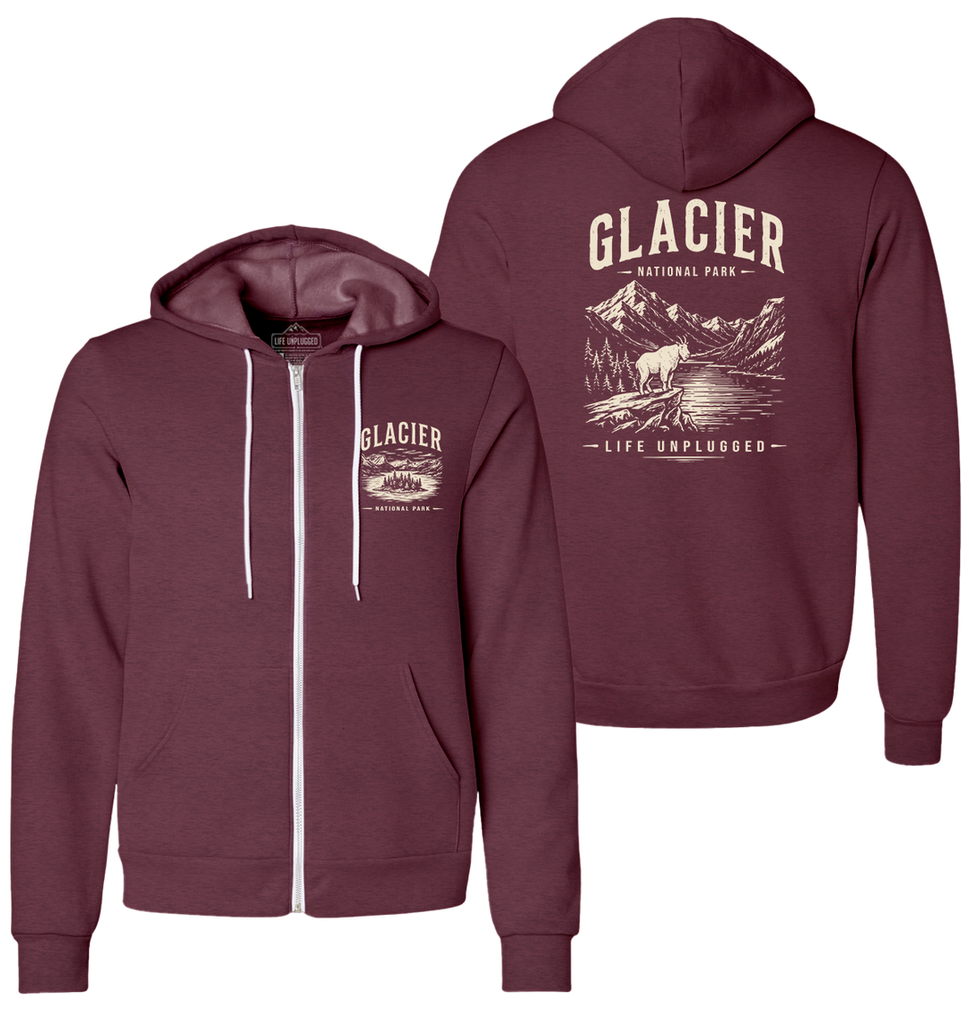 GLACIER NATIONAL PARK Supersoft Midweight Zip Up Hoodie