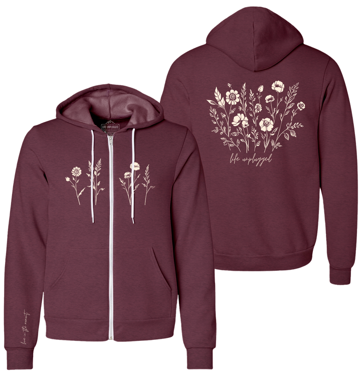 Live in the Moment Wildflower Supersoft Midweight Zip Up Hoodie