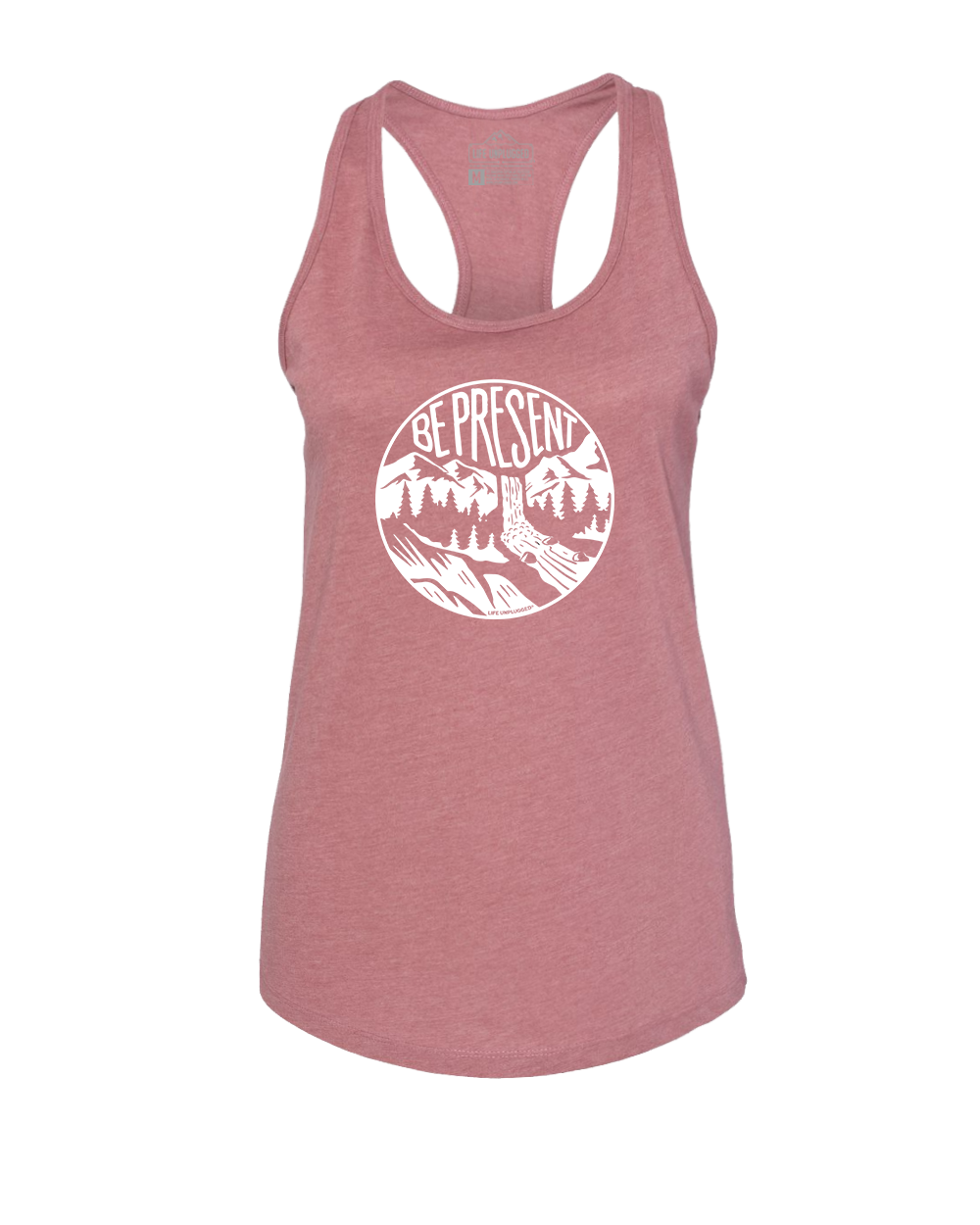 BE PRESENT WATERFALL Women's Racerback Tank Top 2XL - MAUVE BLOWOUT