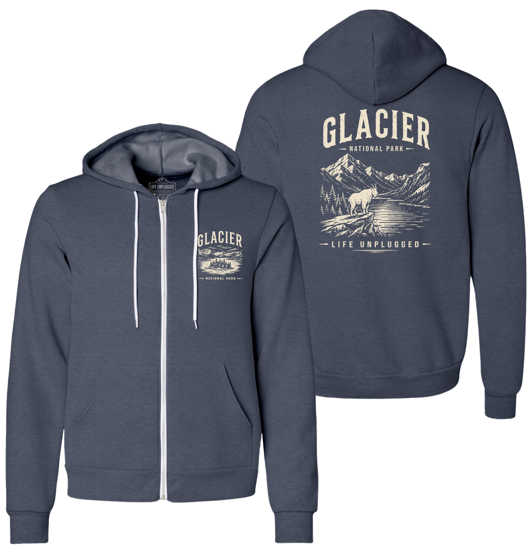 GLACIER NATIONAL PARK Supersoft Midweight Zip Up Hoodie