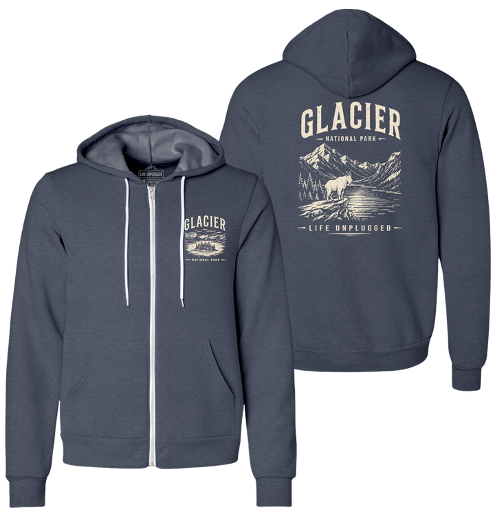 GLACIER NATIONAL PARK Supersoft Midweight Zip Up Hoodie
