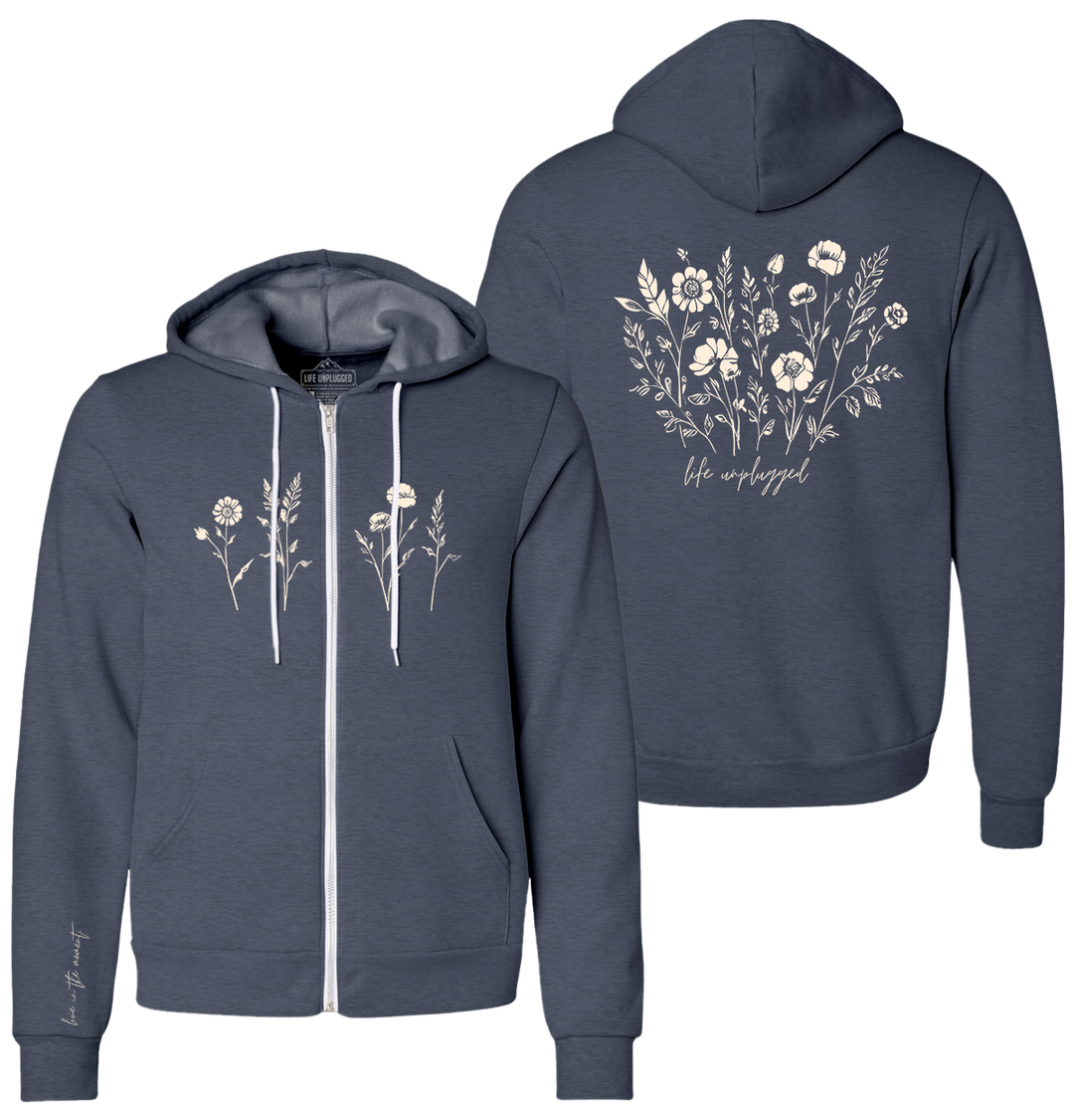 Live in the Moment Wildflower Supersoft Midweight Zip Up Hoodie