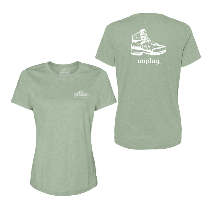 Hiking Boot Mountain Scene Women's T-Shirt