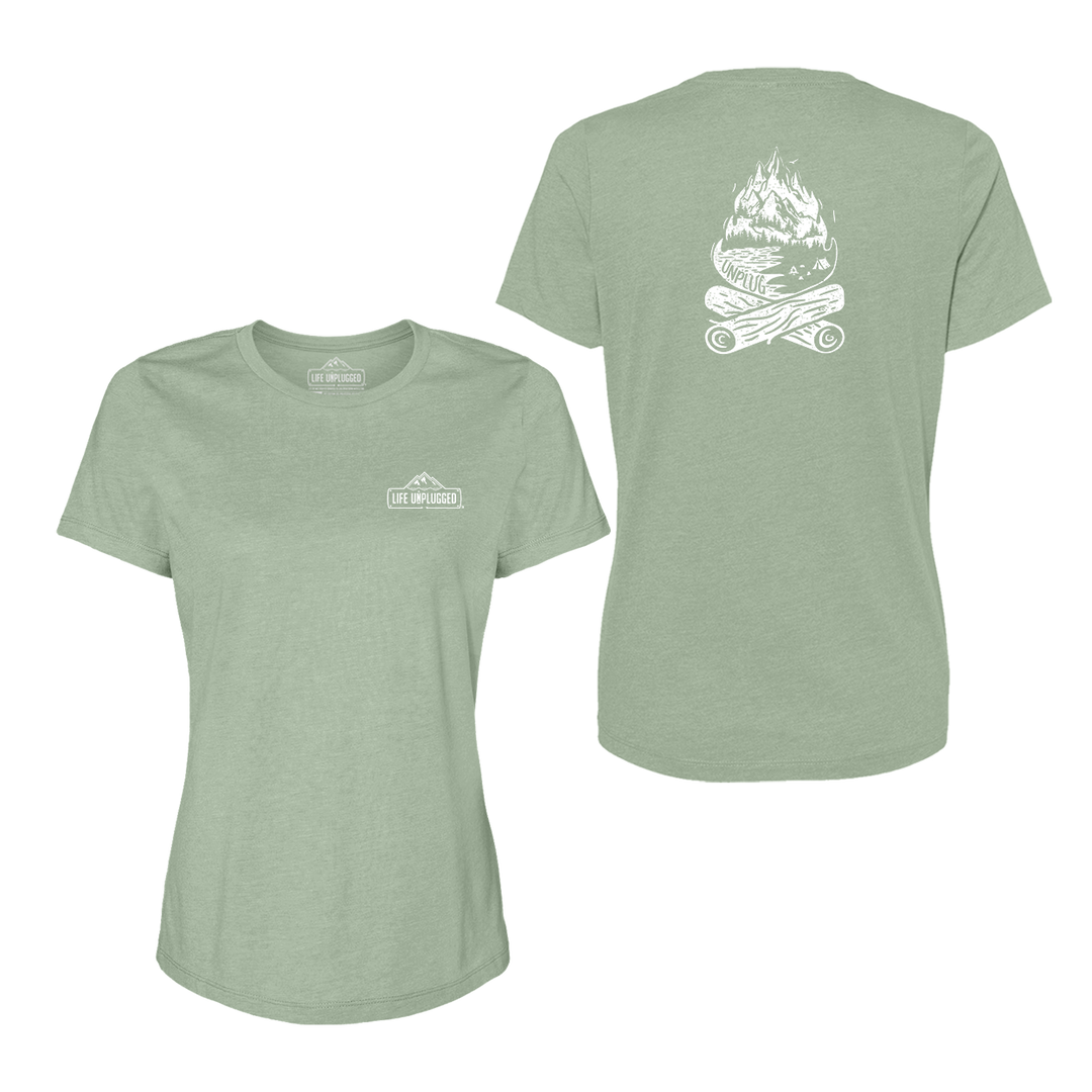 Campfire Mountain Scene Women's T-Shirt