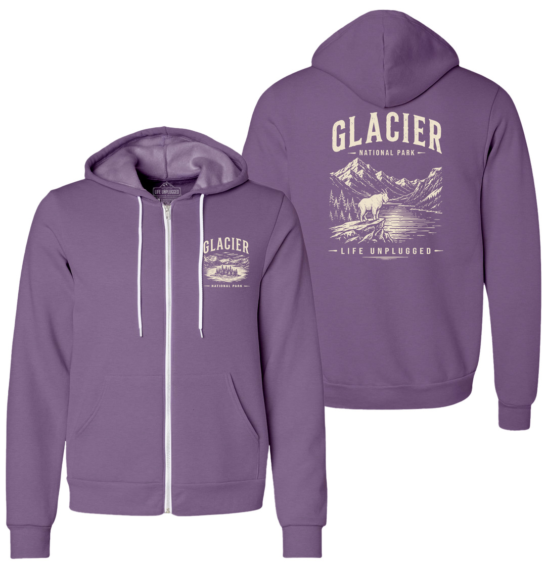 GLACIER NATIONAL PARK Supersoft Midweight Zip Up Hoodie