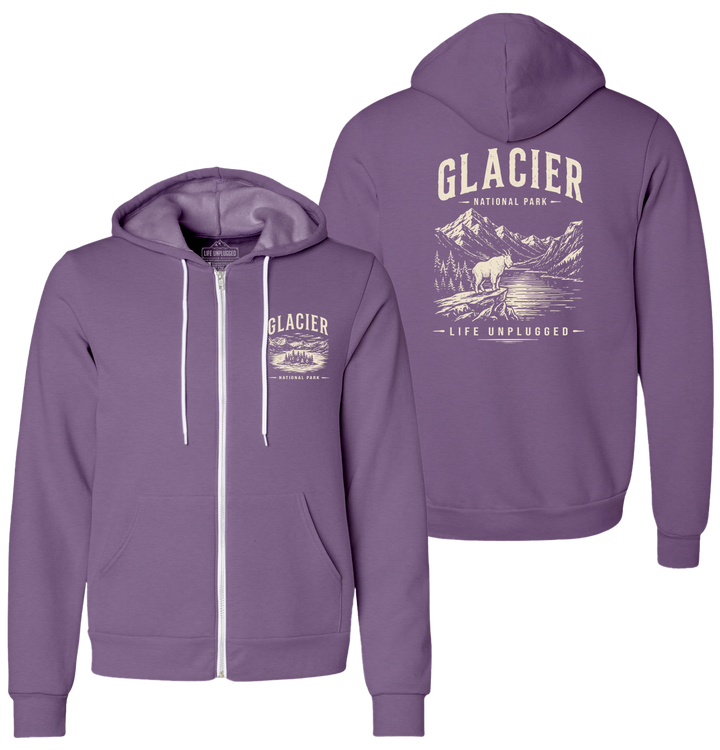 GLACIER NATIONAL PARK Supersoft Midweight Zip Up Hoodie