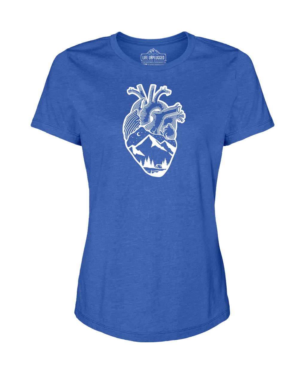 ANATOMICAL HEART (FULL CHEST) Women's T-Shirt MEDIUM - GREAT LAKE BLUE BLOWOUT