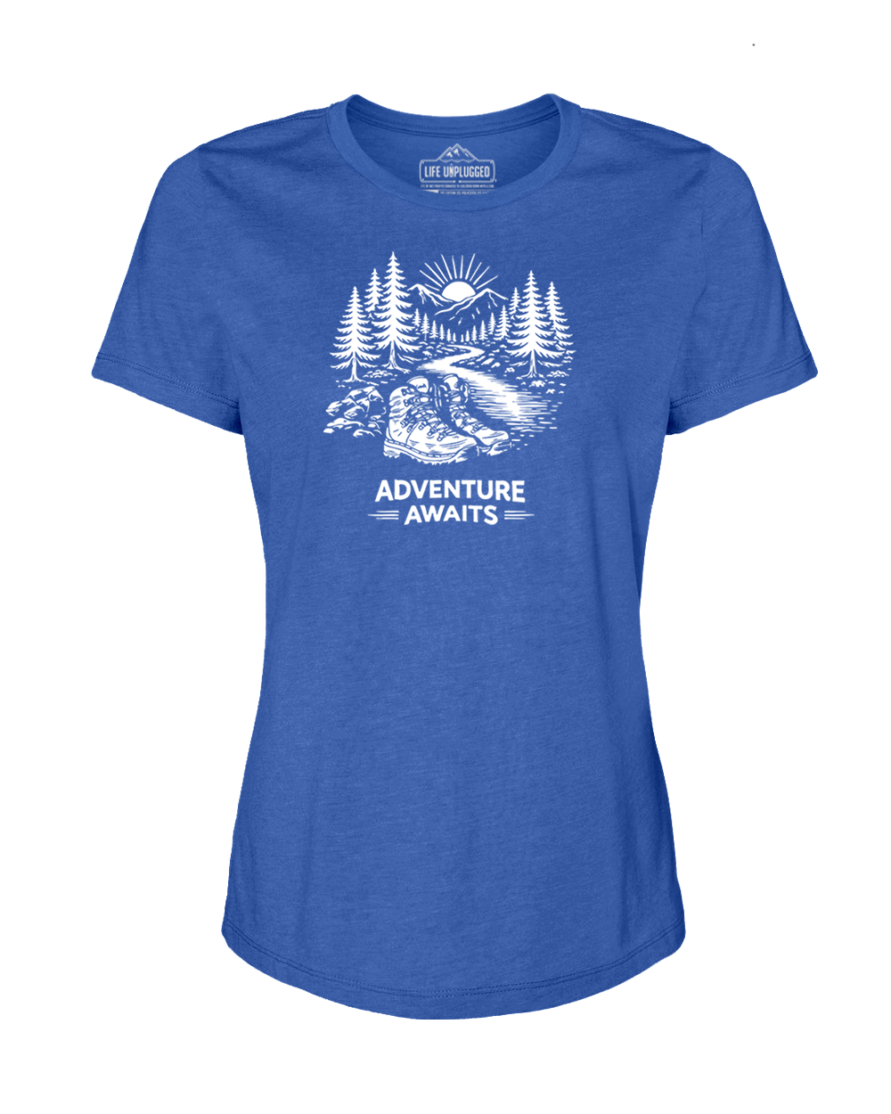 ADVENTURE AWAITS Women's T-Shirt XL - GREAT LAKE BLUE BLOWOUT