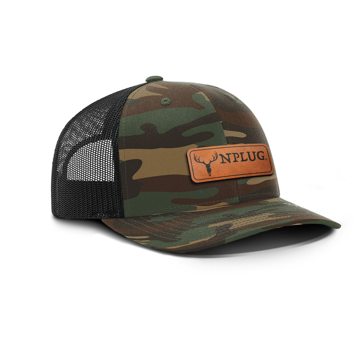 Hunting Camo Snapback Leather Patch Hat