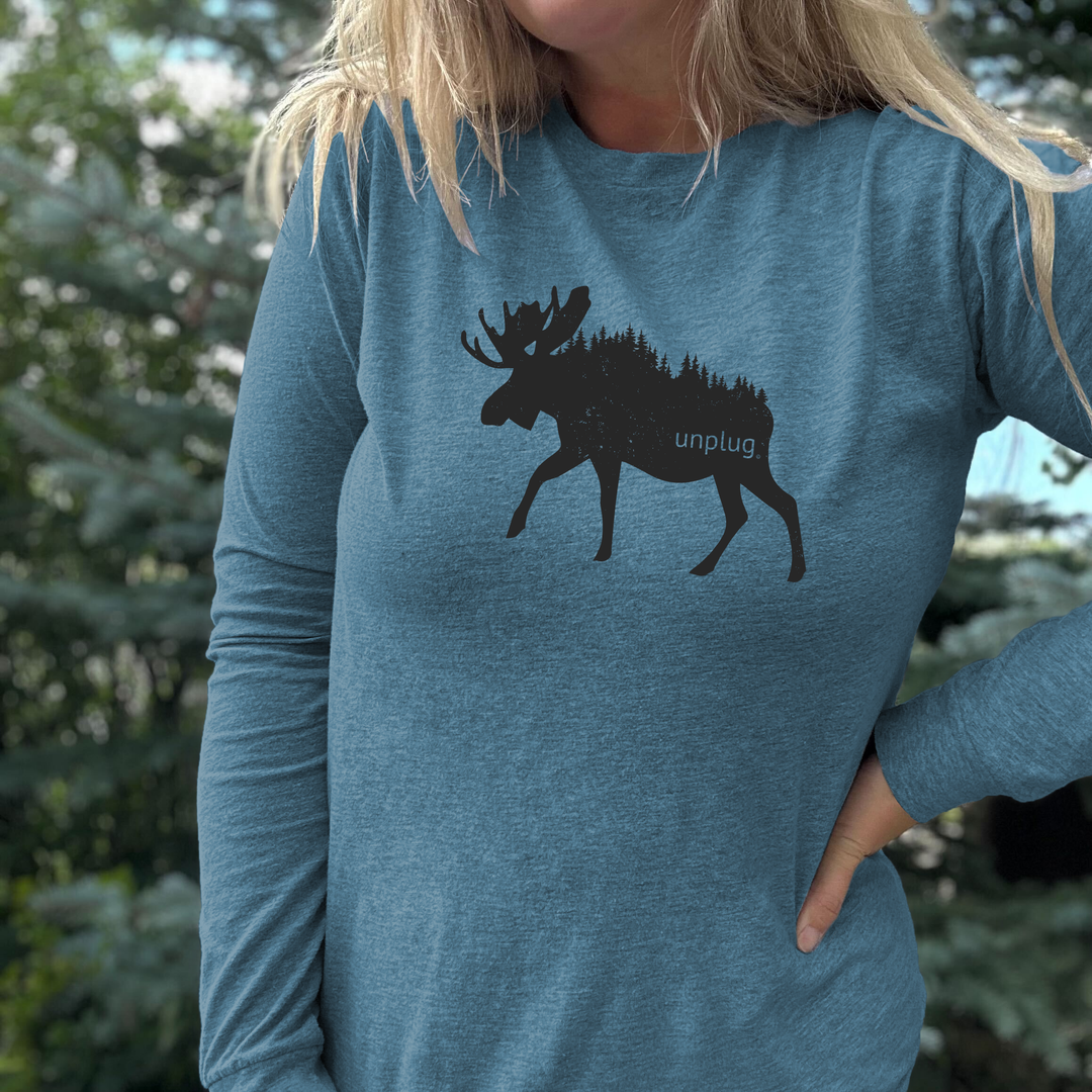 Moose In The Trees Premium Polyblend Long Sleeve T-Shirt