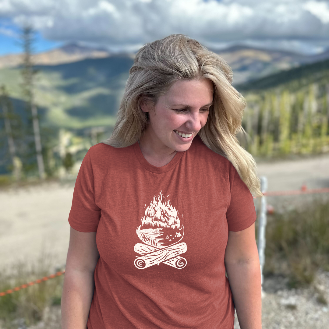 Campfire Mountain scene Premium Triblend T-Shirt