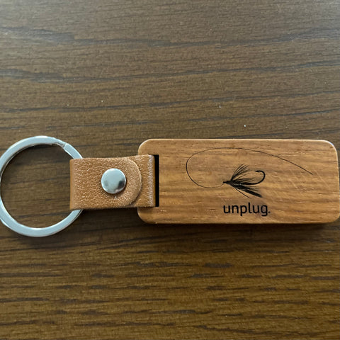Fly Fishing Wooden Keychain