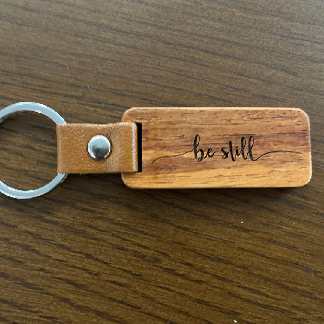 Be Still Wooden Keychain