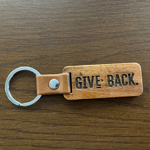 GIVE BACK. Wooden Keychain