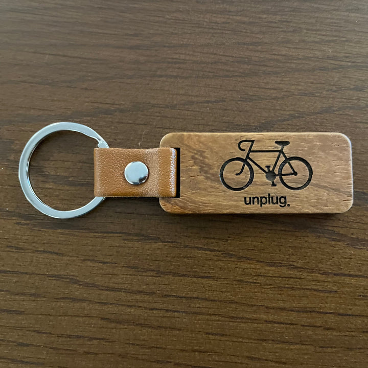 Road Bike Wooden Keychain