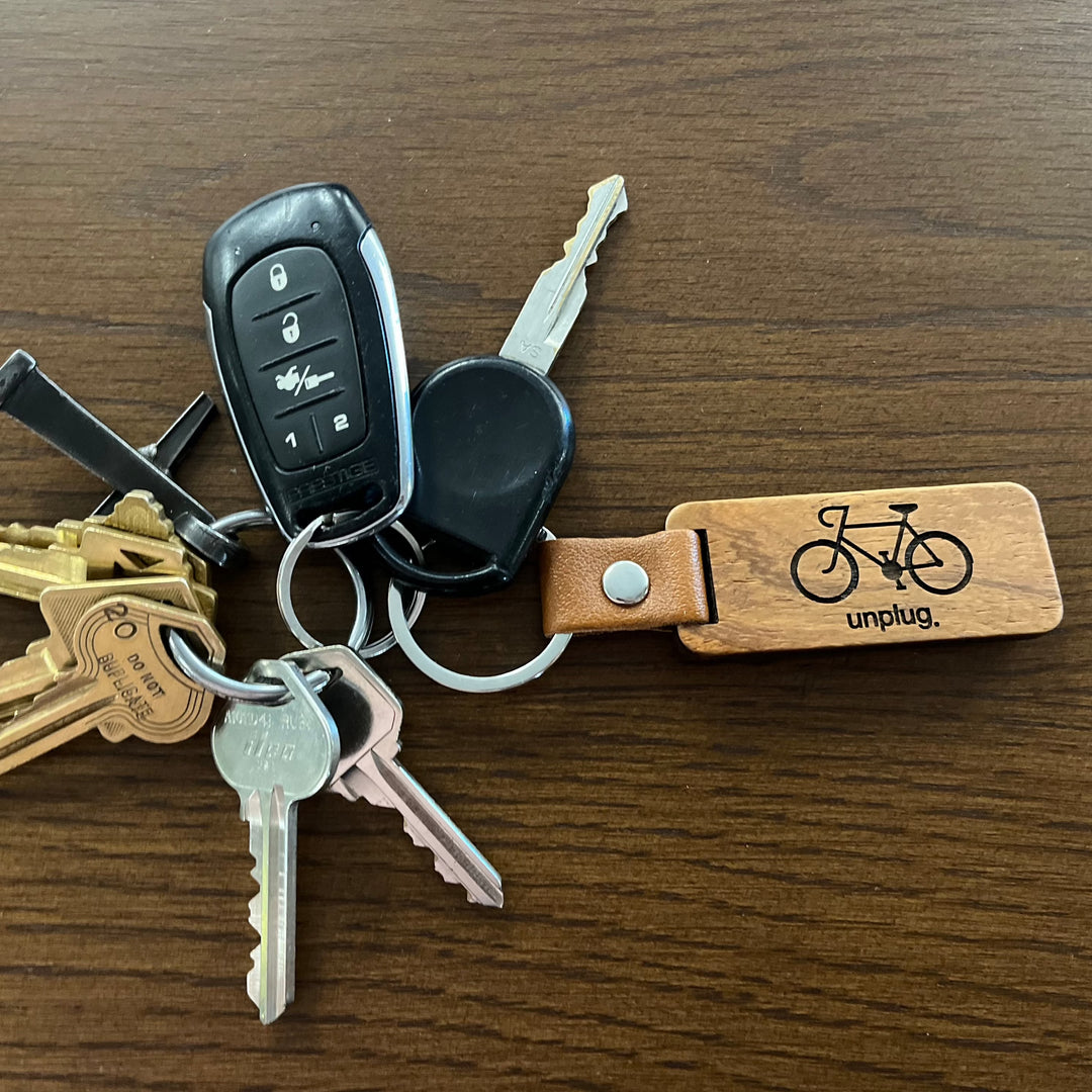 Road Bike Wooden Keychain