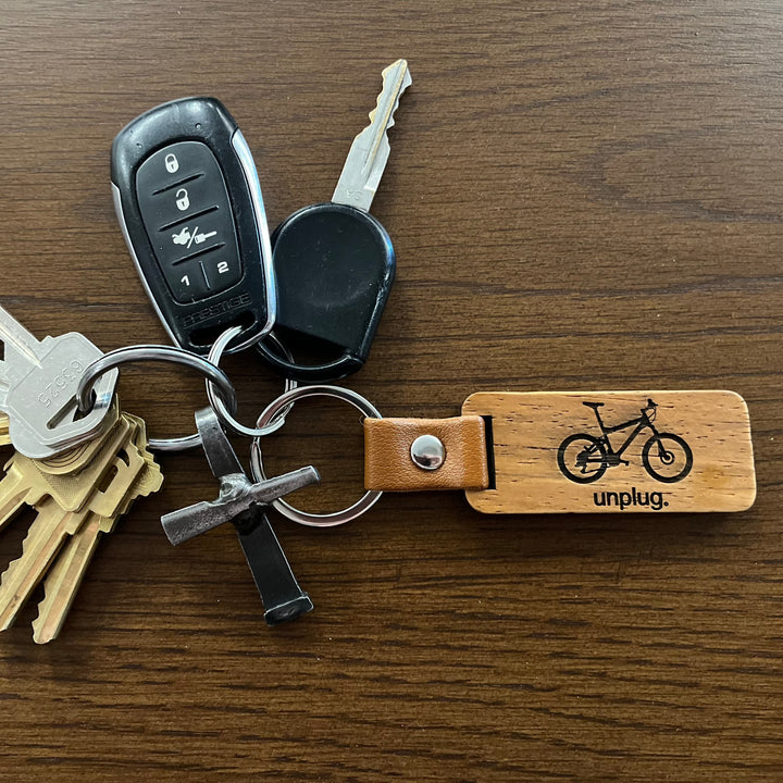 Mountain Bike Wooden Keychain