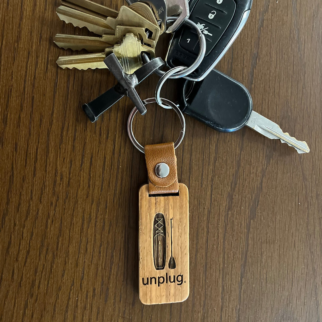 Stand Up Paddle Board Wooden Keychain