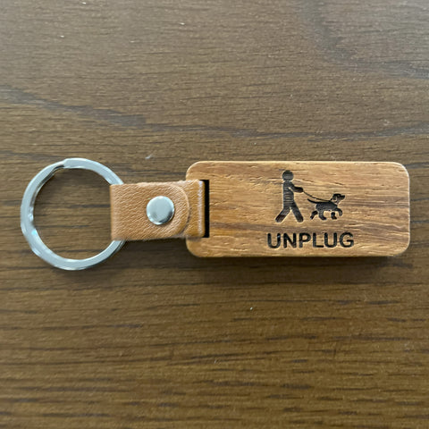 Dog Walking Wooden Keychain