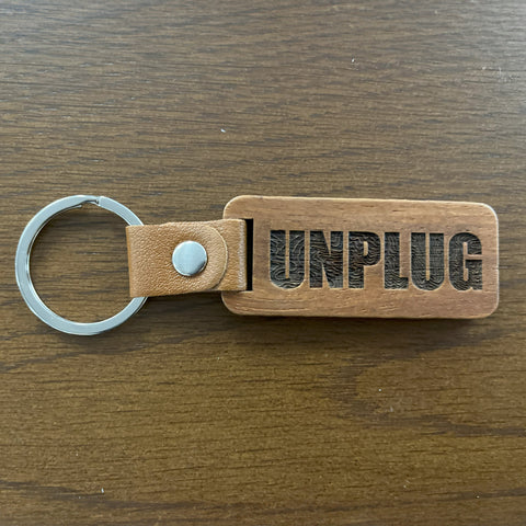 Unplug Topo Map Wooden Keychain