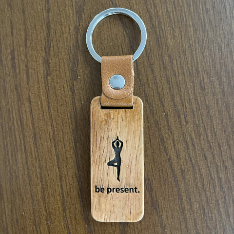 Yoga Wooden Keychain