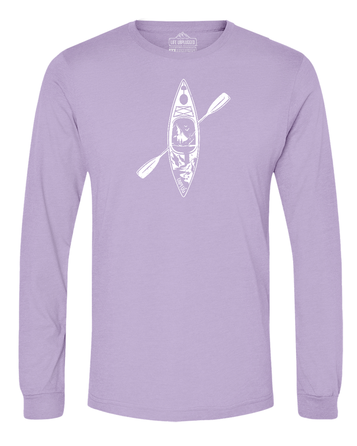 Kayak Mountain Scene Long Sleeve T-Shirt