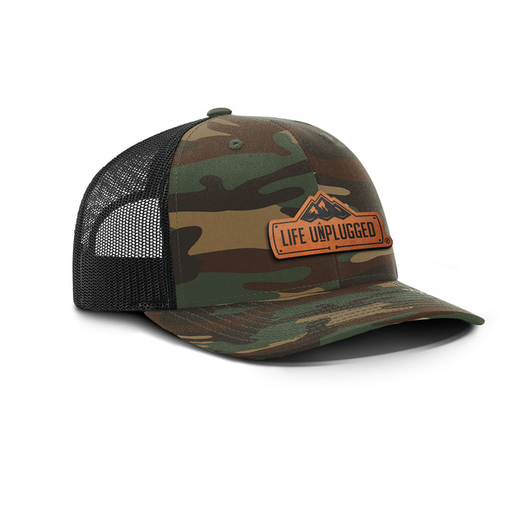Life Unplugged Camo Snapback Leather Patch Hat
