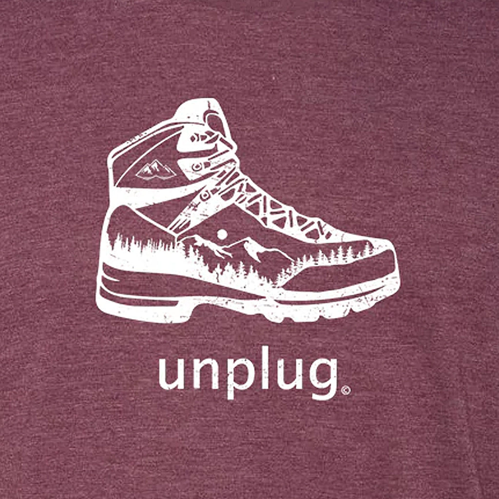 Hiking Boot Mountain Scene Triblend T-Shirt