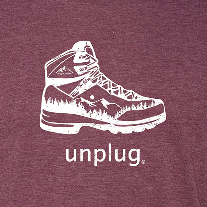 Hiking Boot Mountain Scene Triblend T-Shirt
