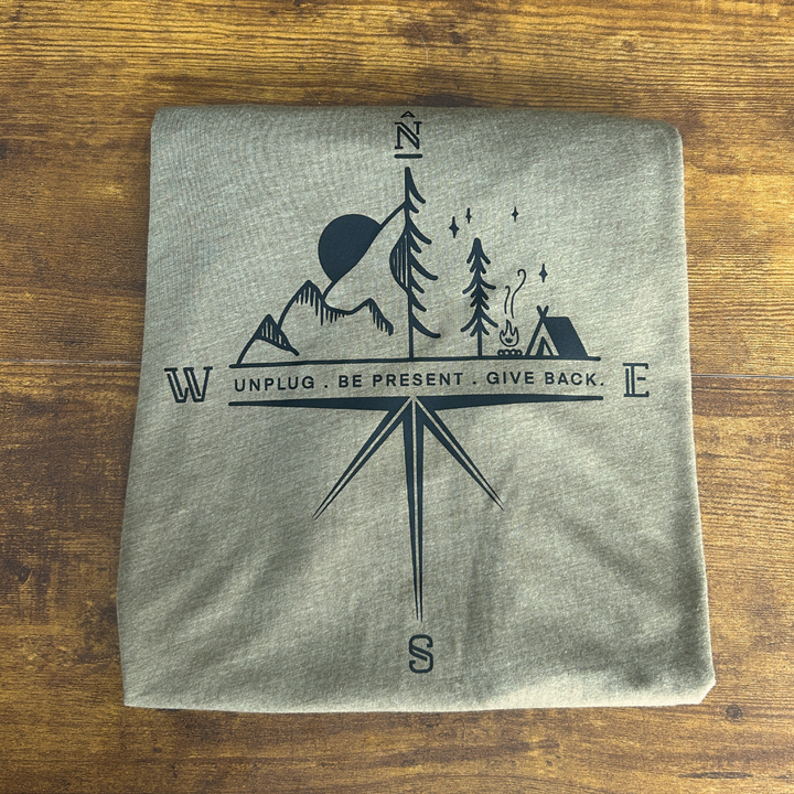 LIMITED EDITION Compass Mountain Scene (Black on Olive)