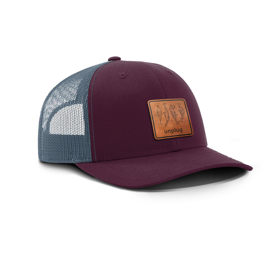 baseball hat fishing lures Fishing Lures Snapback Leather Patch Hat MOSS/GREY/BEIGE