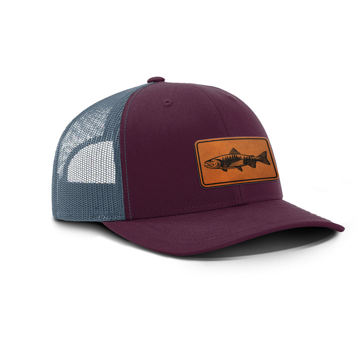 WOODLAND TROUT Snapback Leather Patch Hat