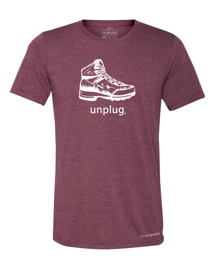 Hiking Boot Mountain Scene Premium Triblend T-Shirt - Life Unplugged