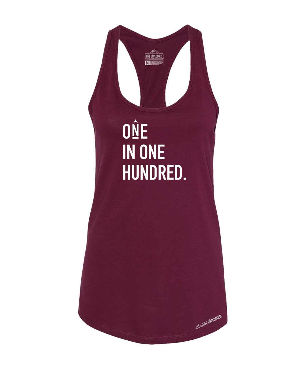 One in One Hundred Stacked Premium Women's Relaxed Fit Racerback Tank Top - Life Unplugged