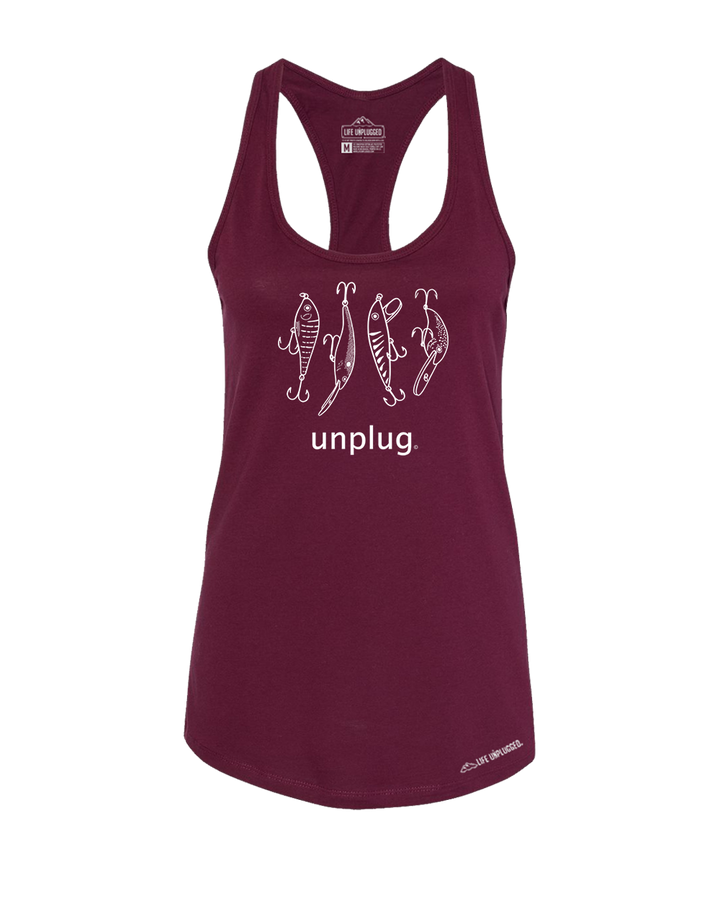 Fishing Lures Premium Women's Relaxed Fit Racerback Tank Top - Life Unplugged