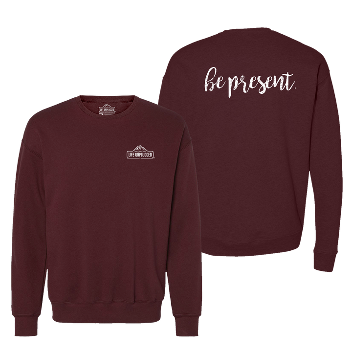 Be Present Cursive Midweight Super Soft Crewneck Sweatshirt