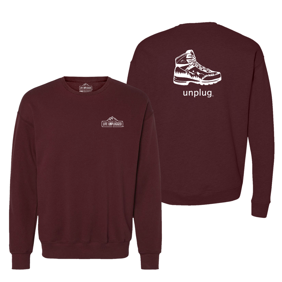 Hiking Boot Mountain Scene Midweight Super Soft Crewneck Sweatshirt