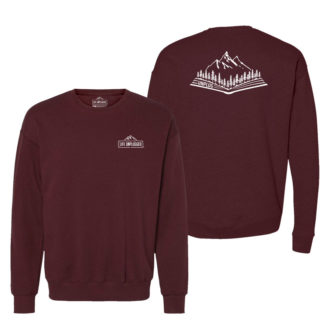 Open Book Mountain Scene Midweight Super Soft Crewneck Sweatshirt