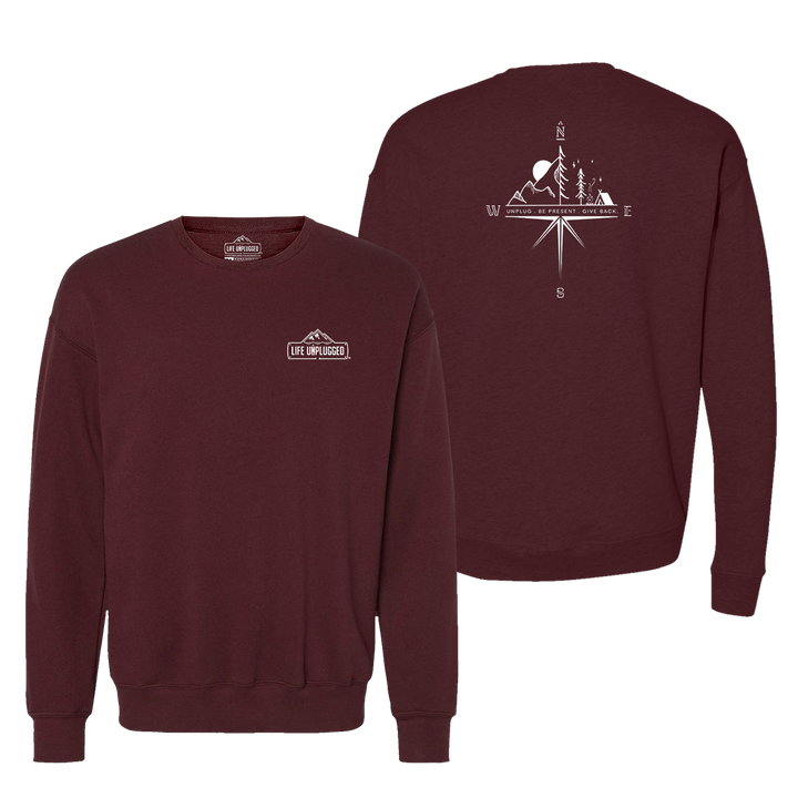 Compass Mountain Scene Midweight Super Soft Crewneck Sweatshirt