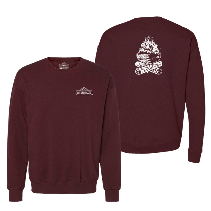 Campfire Mountain Scene Midweight Super Soft Crewneck Sweatshirt