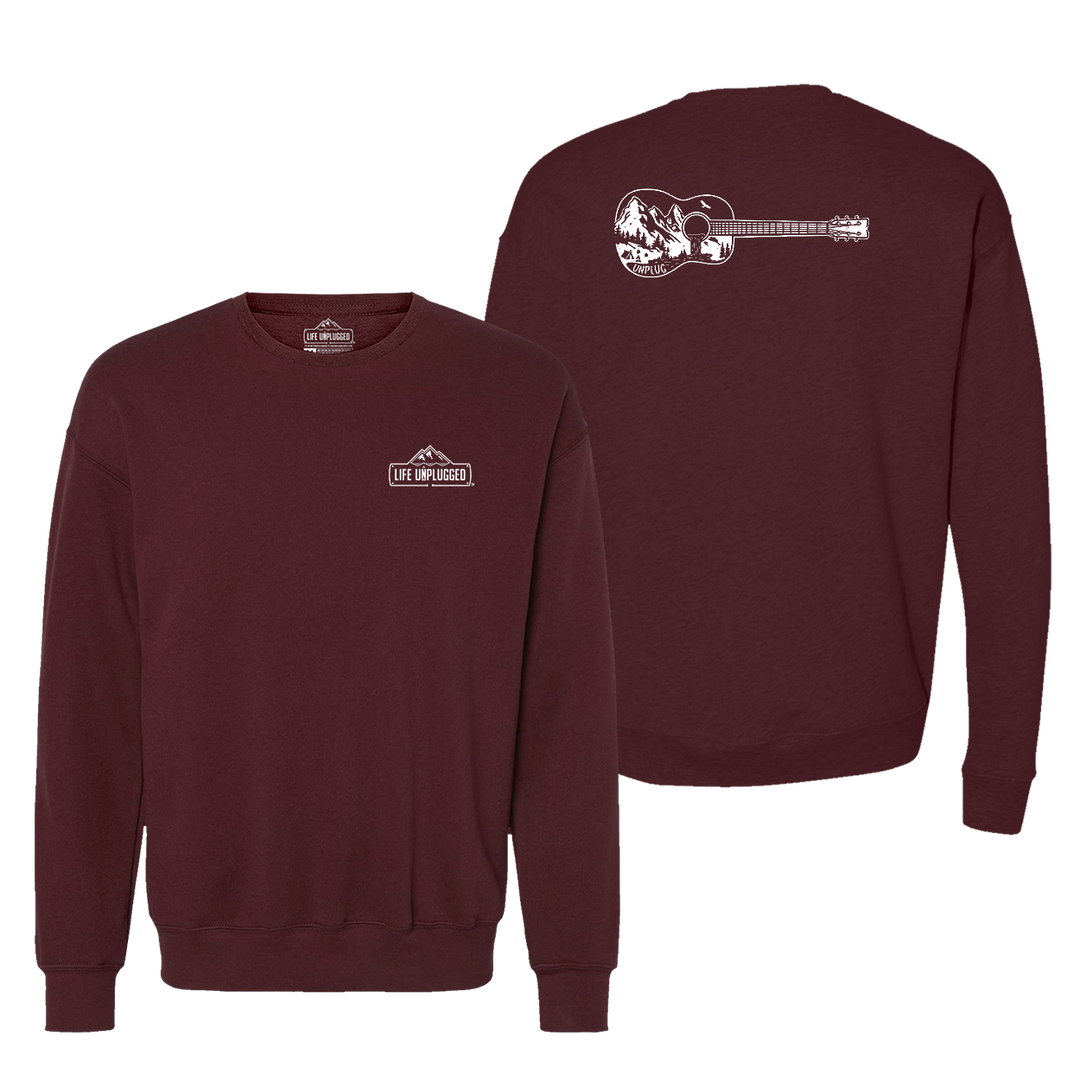 Guitar Mountain Scene Midweight Super Soft Crewneck Sweatshirt