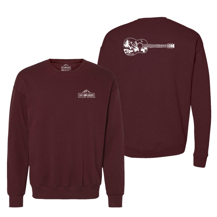 Guitar Mountain Scene Midweight Super Soft Crewneck Sweatshirt