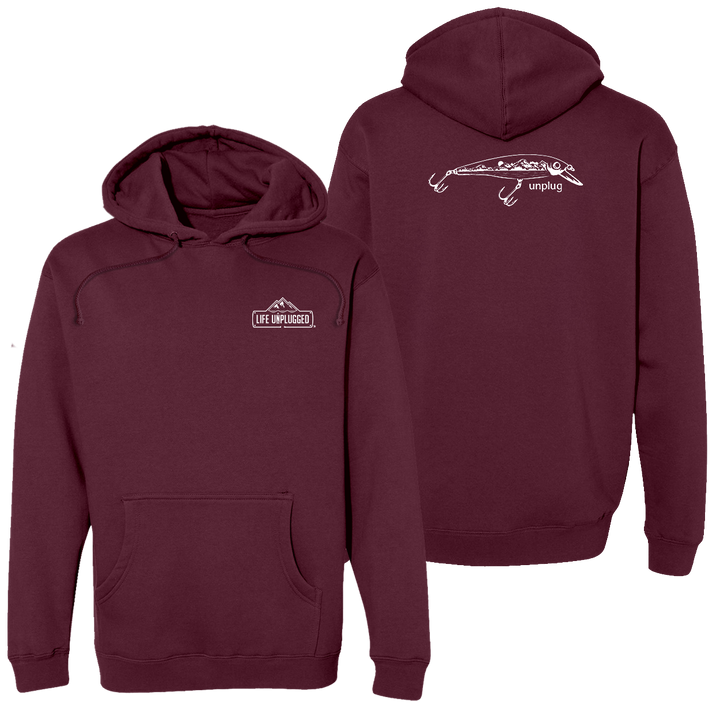 Fishing Lure Mountain Scene Heavyweight Hoodie