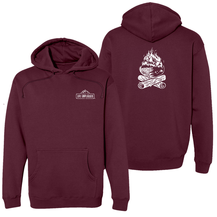 Campfire Mountain Scene Heavyweight Hoodie