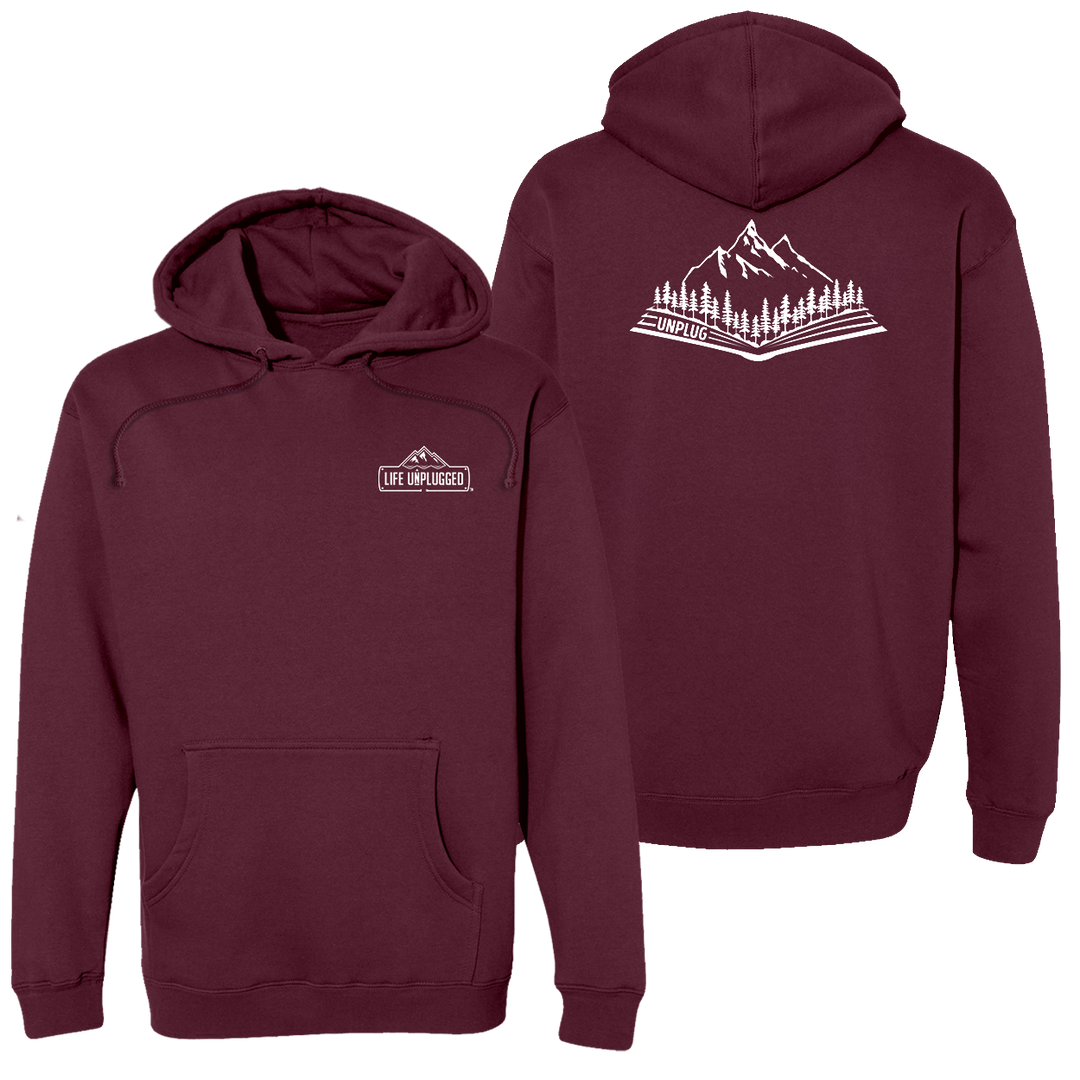 Open Book Mountain Scene Heavyweight Hoodie