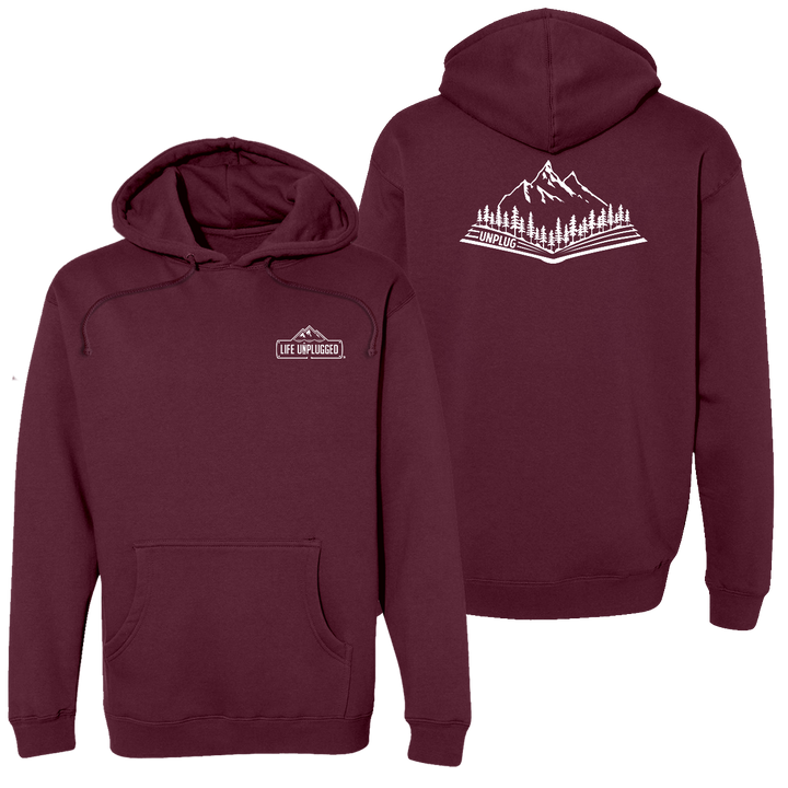 Open Book Mountain Scene Heavyweight Hoodie
