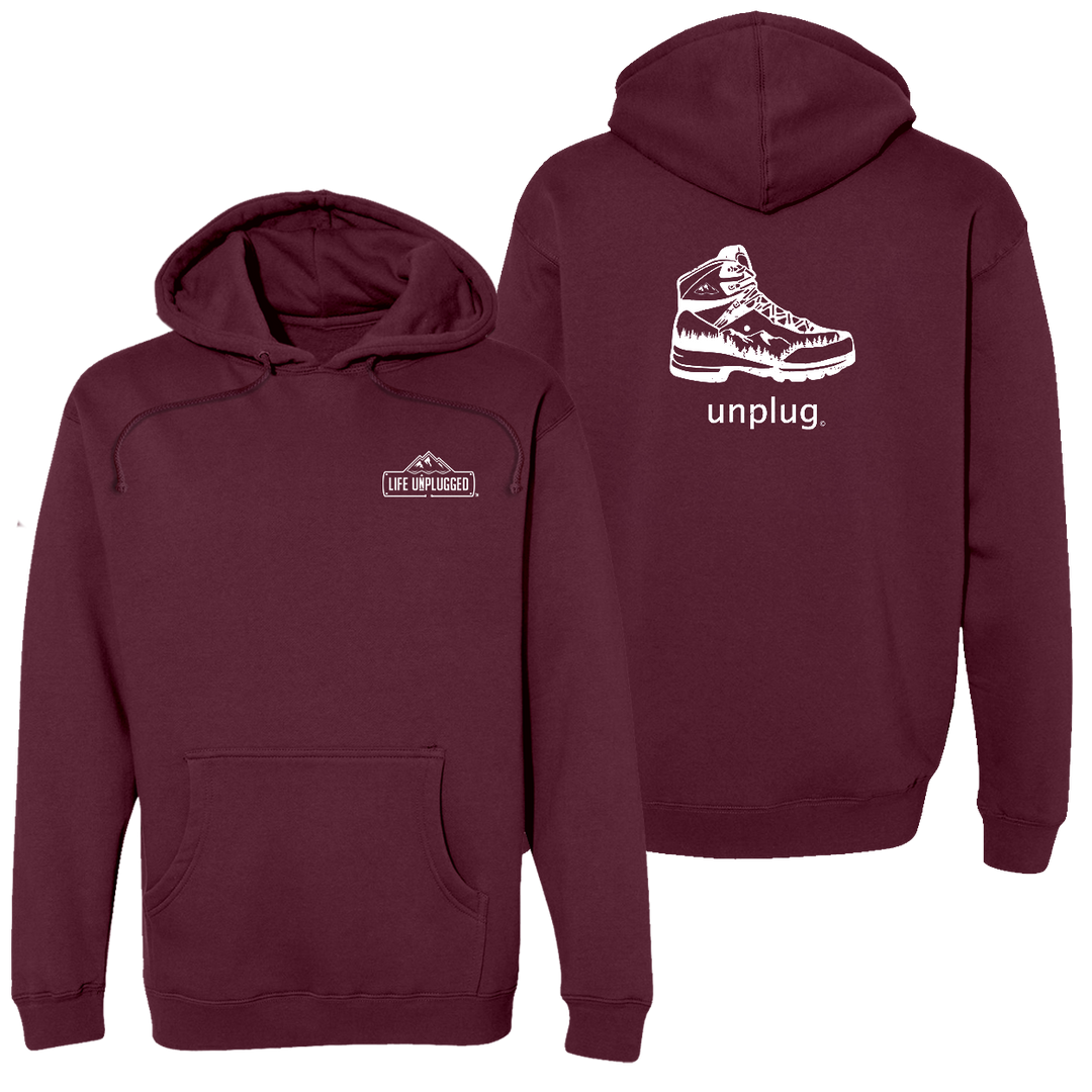 Hiking Boot Mountain Scene Heavyweight Hoodie