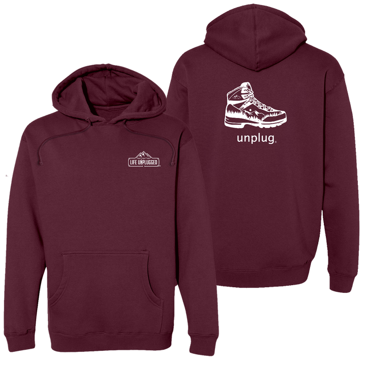 Hiking Boot Mountain Scene Heavyweight Hoodie