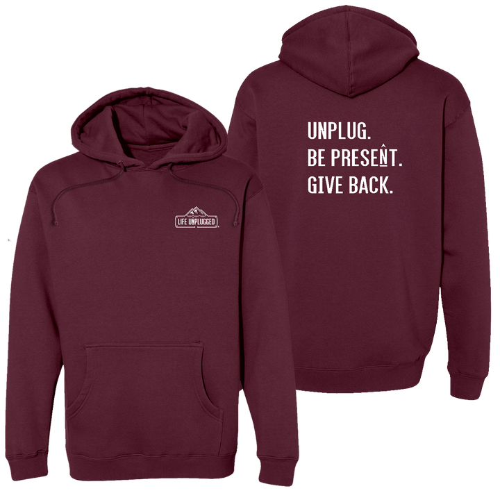 Unplug. Be Present. Give Back. Heavyweight Hoodie