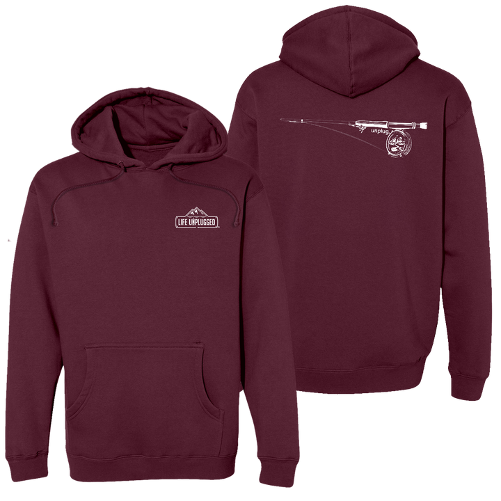 Fly Fishing Mountain Scene Heavyweight Hoodie
